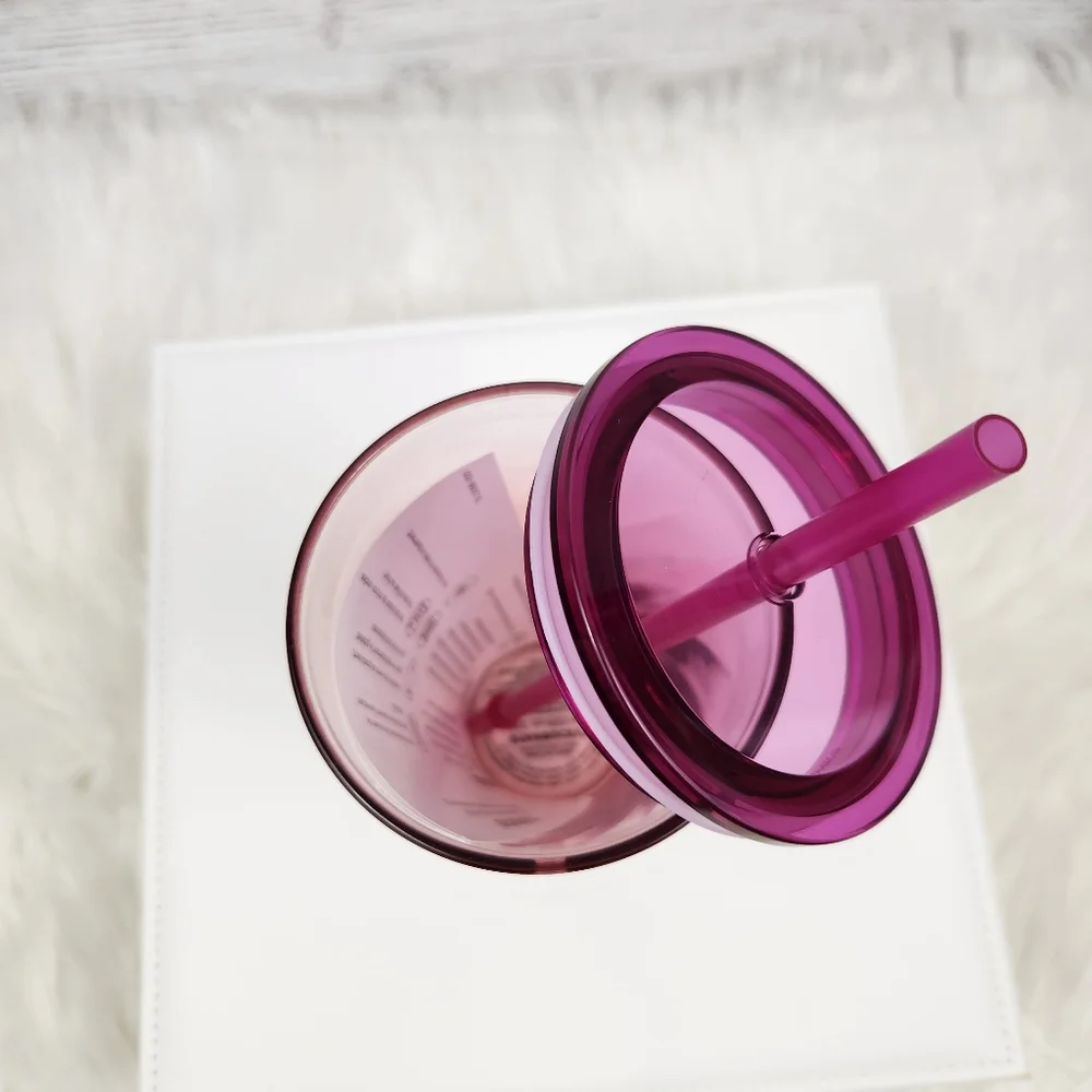 Starbucks Ribbed Glass Tumbler Pink Ombre 18oz